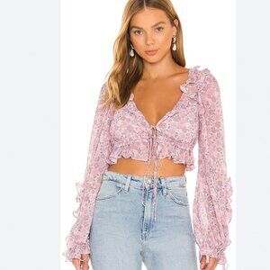 For Love and Lemons Simona Ruffle Crop Top